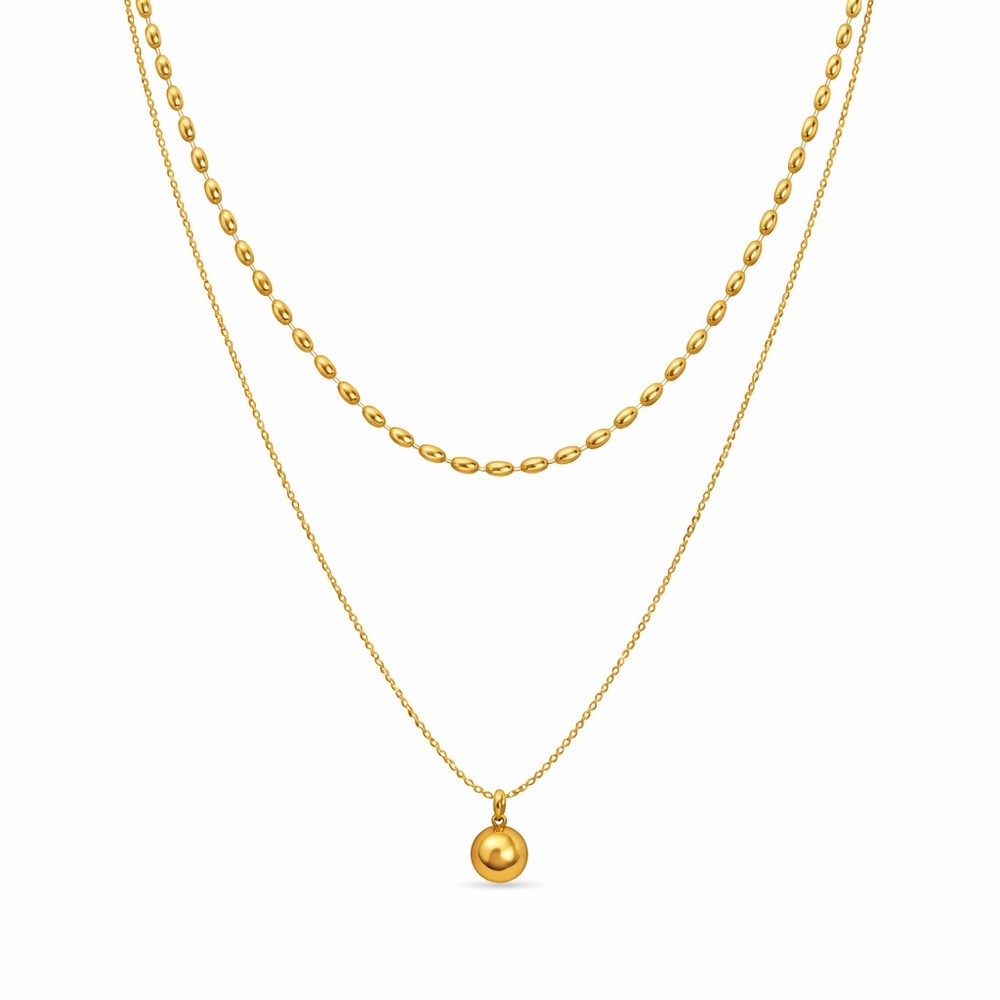 Gold Layered Bead & Sphere Necklace